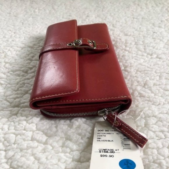 COACH Vintage Hamptons RED LEATHER Large Organizer Wallet BUCKLE - Picture 4 of 16